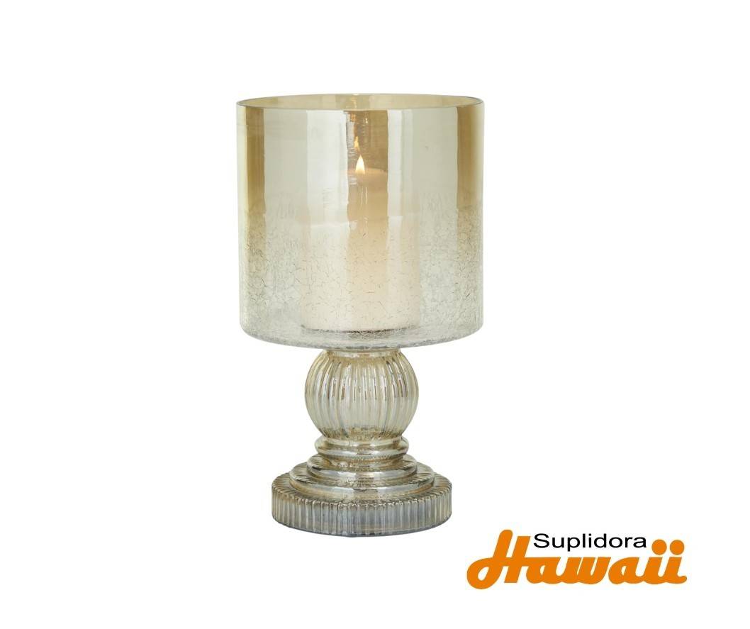 LAMPRA HURACAN PILAR DE LATON 24626 Y VIDRIO IMITACION DE MERCURIO 6W 11H