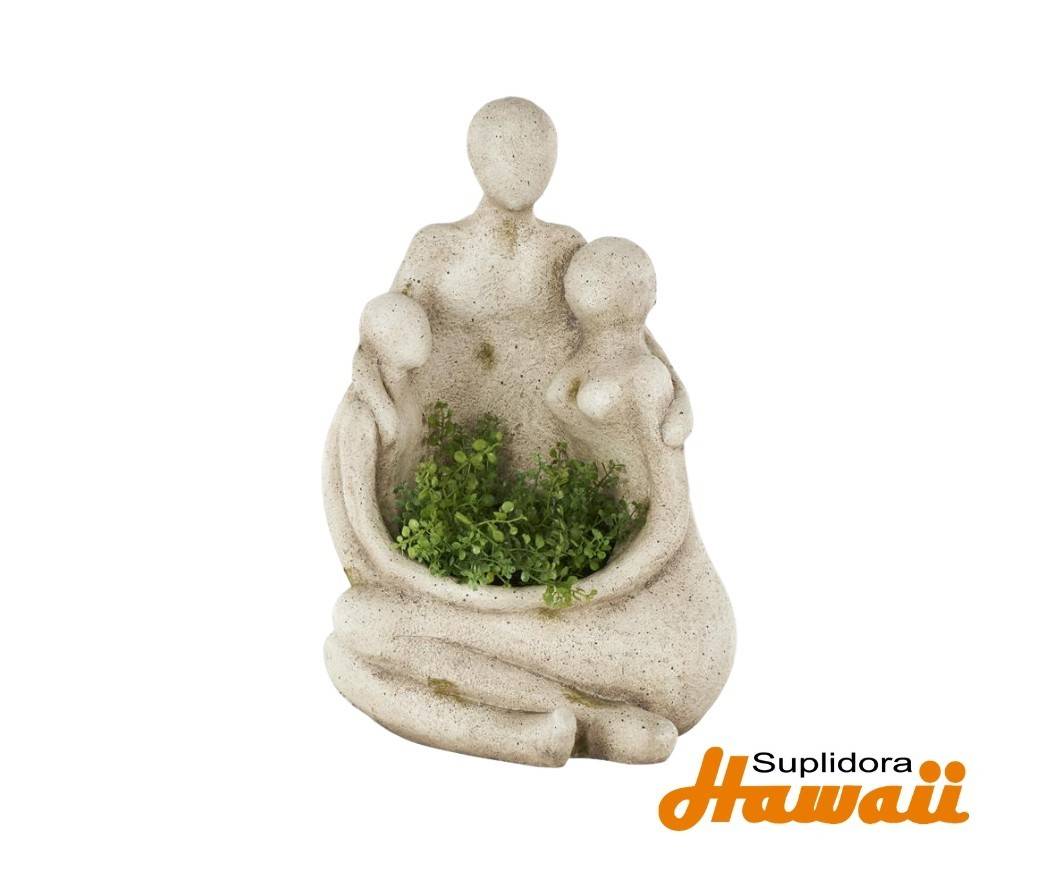 MACETA FAMILIA SENTADA DPIEDRA 15002 ARENISA COLOR CREMA 12W 19H