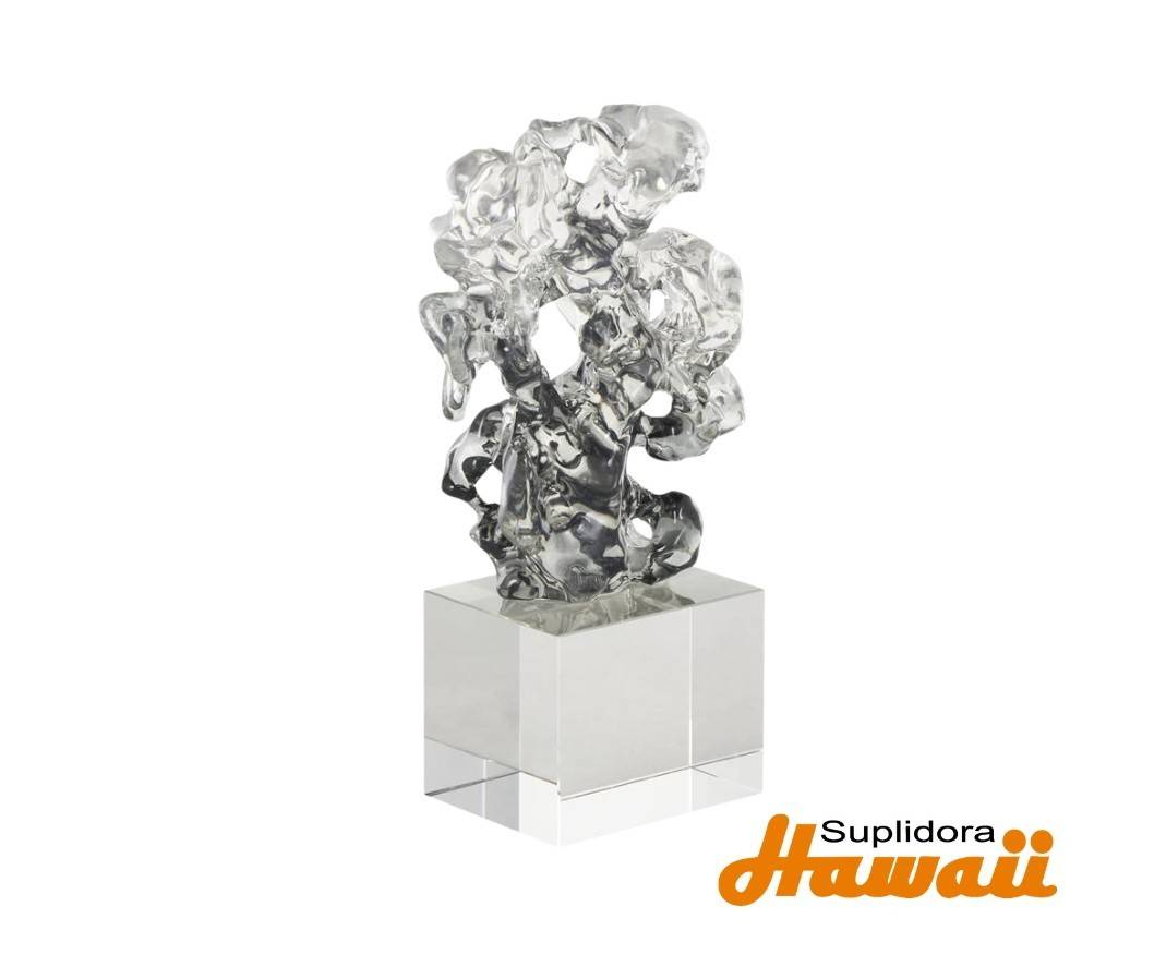 ESCULTURA ABSTRACTA DCRISTAL 13976 TRASPARENTE CBASE CUADRADA 6W 10H