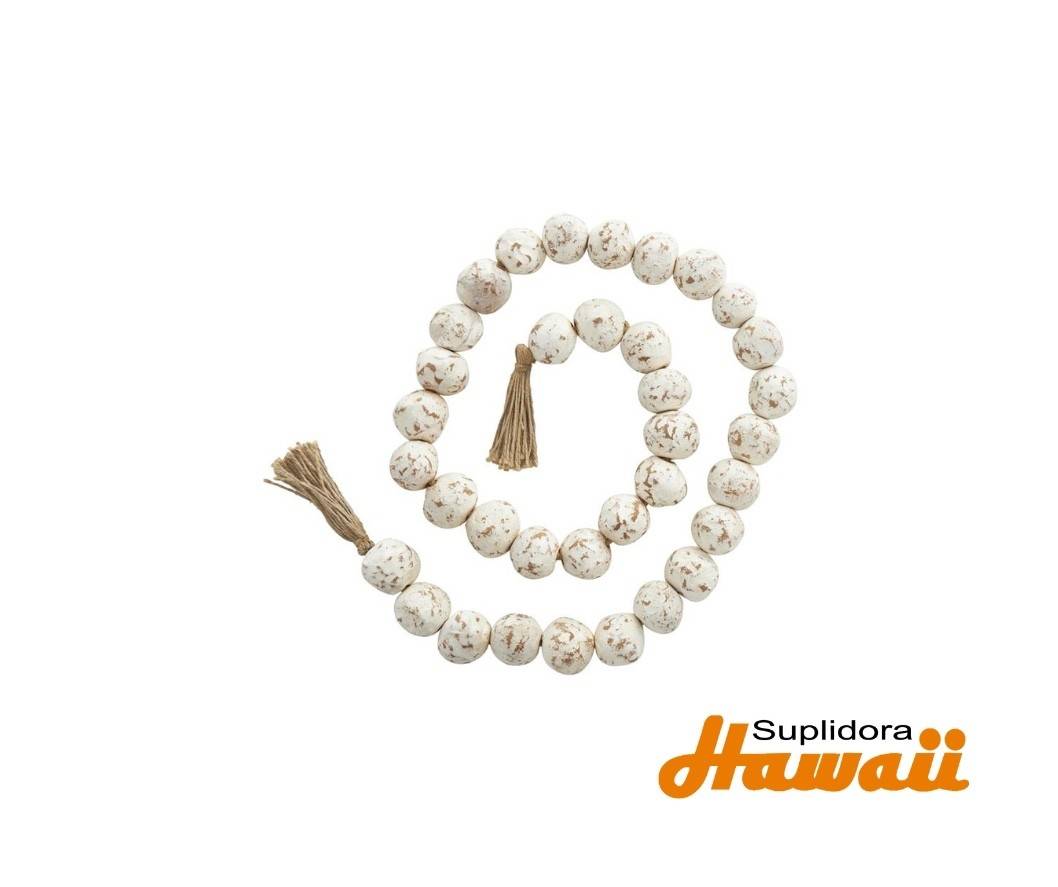 GUIRNALDA DE CUENTAS ENVEJECIDAS 72452 CON BORLAS DE CERAMICAS MARRON 62L