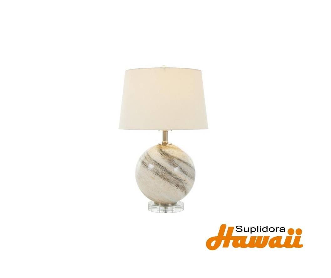 LAMPARA DE MESA REDONDA MARMOL 85625 CRENA CON DORADO 14W 23H