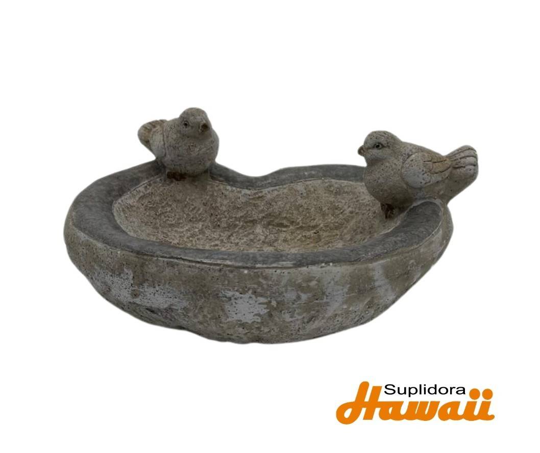 CUENCO DE PAJAROS EN POLIPIEDRA 66916 GRIS 13W 6H
