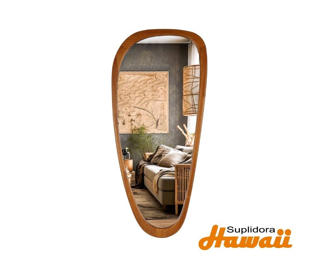 ESPEJO DE PARED OVALADO MARCO 18538 EN MADERA MARRON 19W 42H 