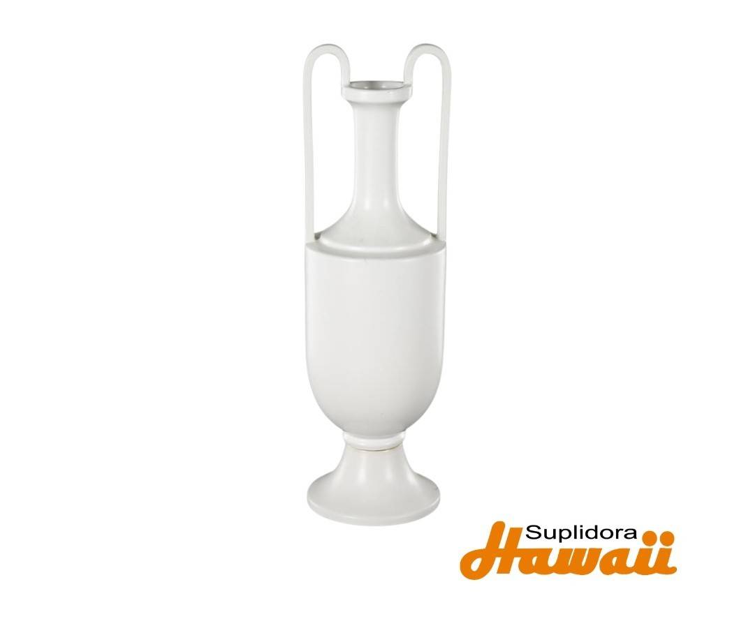 JARRON CANALADO CON FORMA DE URNA 15419 ARQUEDAS CERAMICA BLANCA 6W 20H